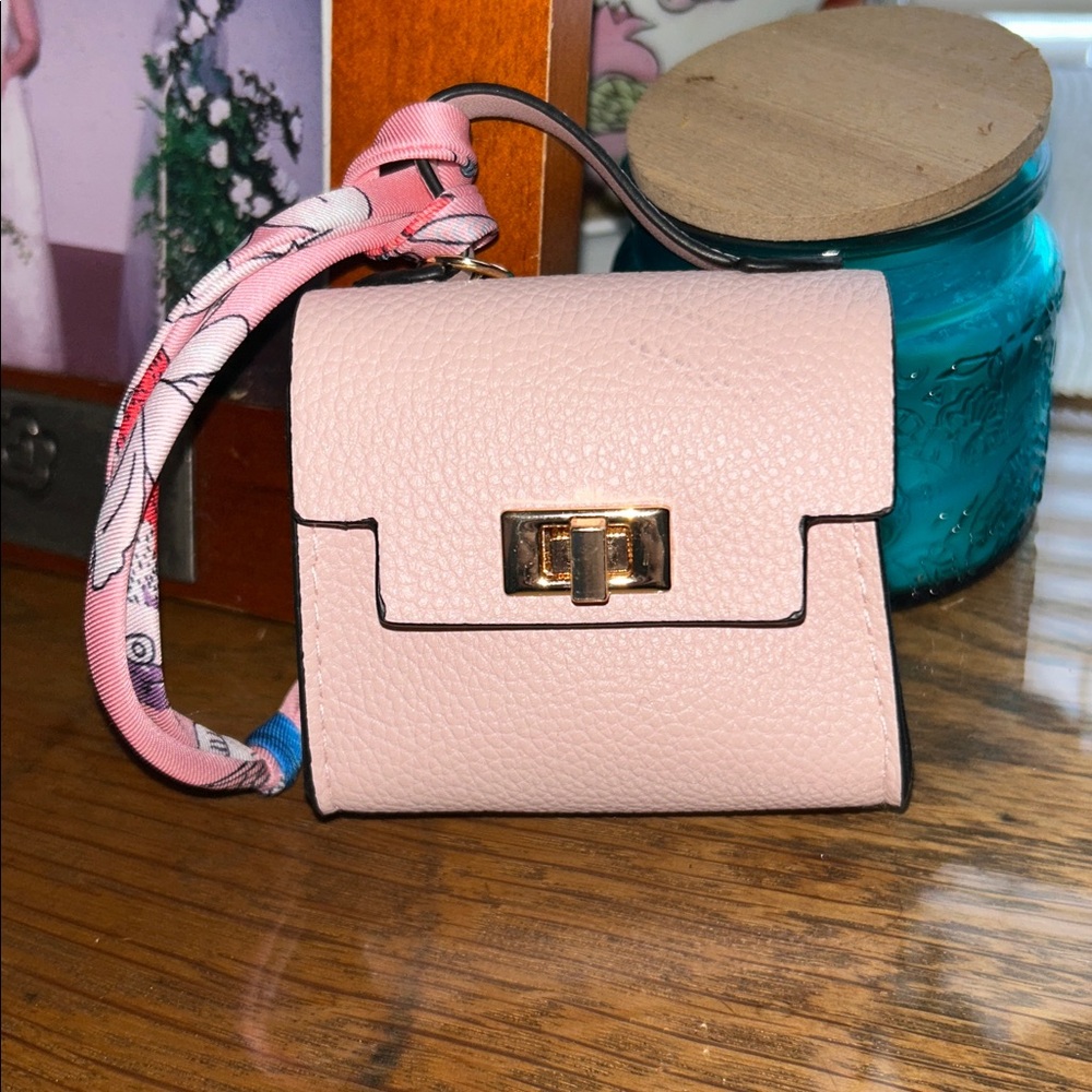 Pink Leather Mini Bag/ Bag Charm/ Keychain, NWOT